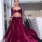 Luxury Velvet Embroidered Lehenga Choli Set with Dupatta