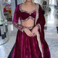 Luxury Velvet Embroidered Lehenga Choli Set with Dupatta