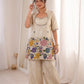 Ivory Cream Tissue Shimmer Silk Co-Ord Set with Real Mirror Work & Multicolor Floral Embroidery