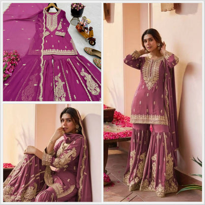 Cording Sequin Sharara Suit