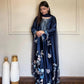Navy Floral Threadwork Kaftan