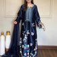 Navy Floral Threadwork Kaftan