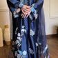 Navy Floral Threadwork Kaftan