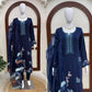 Navy Floral Threadwork Kaftan