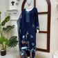 Navy Floral Threadwork Kaftan