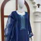 Navy Floral Threadwork Kaftan