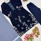 Navy Floral Threadwork Kaftan