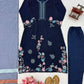 Navy Floral Threadwork Kaftan