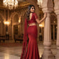 Red Beaded Lace Ready To Wear Saree