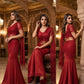 Red Beaded Lace Ready To Wear Saree
