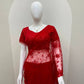 Red Beaded Lace Ready To Wear Saree