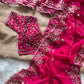 Manyata Pure Fandy Satin Silk Saree with Sequins Embroidery & Fully Stitched Work Blouse