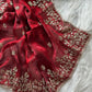Manyata Pure Fandy Satin Silk Saree with Sequins Embroidery & Fully Stitched Work Blouse