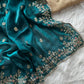 Manyata Pure Fandy Satin Silk Saree with Sequins Embroidery & Fully Stitched Work Blouse