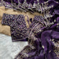 Manyata Pure Fandy Satin Silk Saree with Sequins Embroidery & Fully Stitched Work Blouse