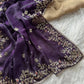 Manyata Pure Fandy Satin Silk Saree with Sequins Embroidery & Fully Stitched Work Blouse