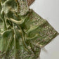 Manyata Pure Fandy Satin Silk Saree with Sequins Embroidery & Fully Stitched Work Blouse