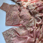 Manyata Pure Fandy Satin Silk Saree with Sequins Embroidery & Fully Stitched Work Blouse
