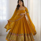 Designer Georgette Embroidered Gown Set