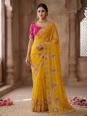 Sequin Paisley Georgette Saree