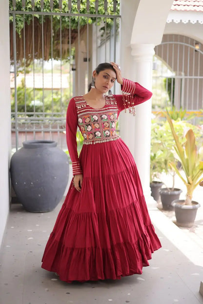 Kutchi Mirror Tiered Gown