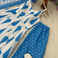Blue Cambric Cotton Sleeveless Anarkali Set with Dupatta