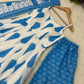 Blue Cambric Cotton Sleeveless Anarkali Set with Dupatta