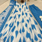 Blue Cambric Cotton Sleeveless Anarkali Set with Dupatta