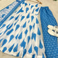 Blue Cambric Cotton Sleeveless Anarkali Set with Dupatta
