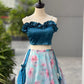 Aqua Floral Lehenga with Satin Blouse