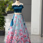 Aqua Floral Lehenga with Satin Blouse