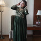 Emerald Beaded Wrap Gown