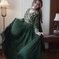 Emerald Beaded Wrap Gown