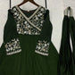 Emerald Beaded Wrap Gown