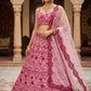 Pink Floral Sequin Lehenga Set