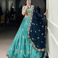 Slab Silk Embroidered Lehenga Set with Chiffon Dupatta