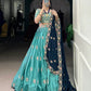 Slab Silk Embroidered Lehenga Set with Chiffon Dupatta