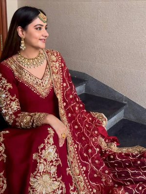 Embroidered Faux Georgette Anarkali Set with Dupatta