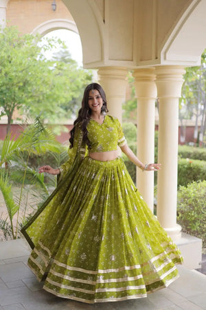 Bandhej Zari Gota Lehenga