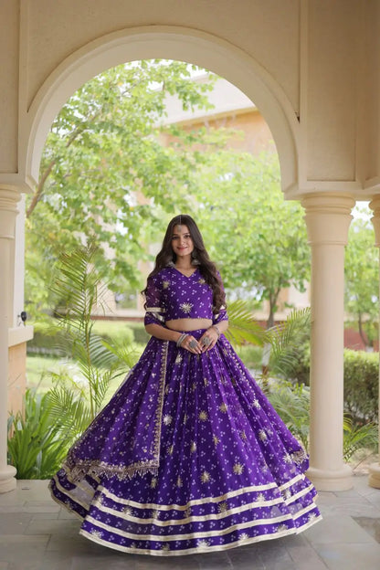 Bandhej Zari Gota Lehenga
