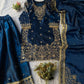 Navy Blue GMY Silk Heavy Embroidered Palazzo Set