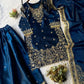 Navy Blue GMY Silk Heavy Embroidered Palazzo Set