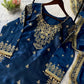 Navy Blue GMY Silk Heavy Embroidered Palazzo Set
