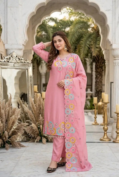 Floral Sequin Chiffon Suit Set