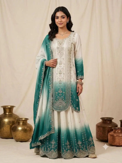 Ombre Sequin Scalloped Suit