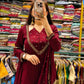 Maroon Mirror Work Palazzo Set