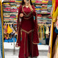 Maroon Mirror Work Palazzo Set