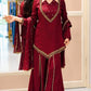 Maroon Mirror Work Palazzo Set