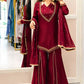 Maroon Mirror Work Palazzo Set