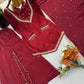 Maroon Mirror Work Palazzo Set